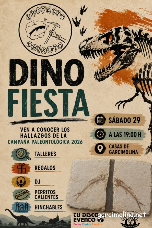 Casas de Garcimolina celebrará una Dino Fiesta para toda la familia